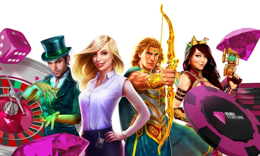 Ruby Fortune slot and table game characters