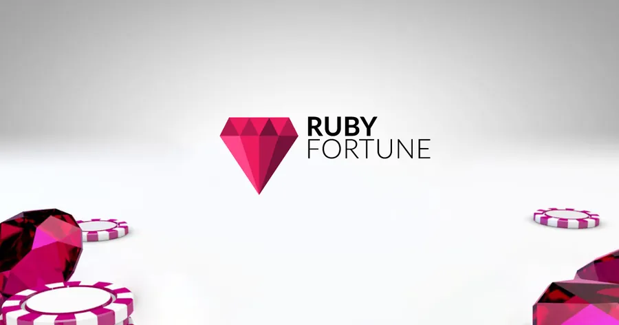 Ruby Fortune logo with ruby gems and casino chips